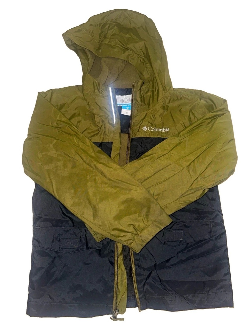 Columbia Kids Olive Green & Black Hooded Rain Jacket